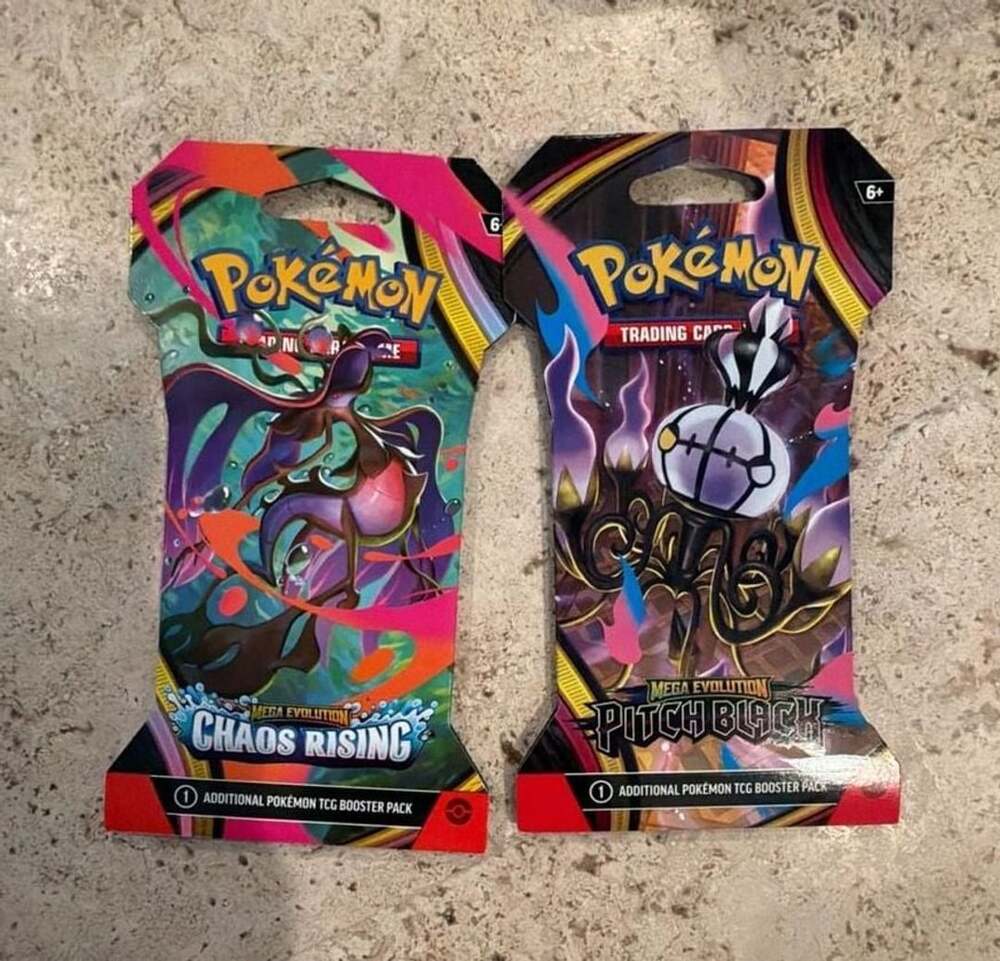Pokemon Mega Evolution Chaos Rising and Pitch Black Blister Packs Set